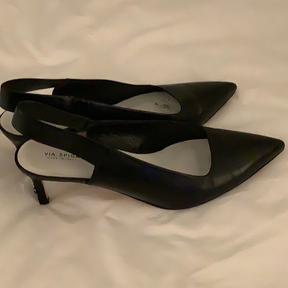 VIA SPIGA black leather sling backs - Picture 2 of 5